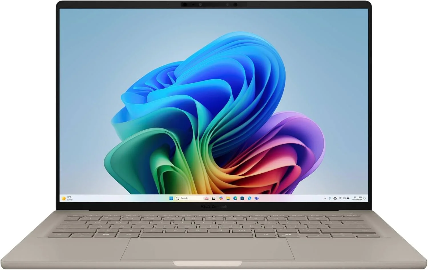 لپ تاپ ASUS Zenbook A14، صفحه نمایش 14 اینچی WUXGA OLED 60 هرتز، Snapdragon X Plus X1P 42 100، رم 16 گیگابایتی LPDDR5X، SSD 512 گیگابایتی PCIe 4.0، پردازنده گرافیکی Qualcomm Adreno، ویندوز 11 هوم، بژ Zabriskie