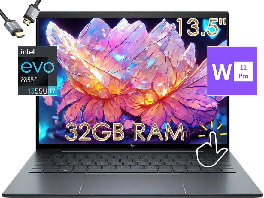 لپ تاپ باریک و سبک HP Dragonfly G4 با صفحه نمایش لمسی 13.5 اینچی WUXGA 400 Nits - Intel Evo Core i7-1355U - Thunderbolt4 - دارای نور پس زمینه - شاتر حریم خصوصی - 32 گیگابایت رم - Win11 Pro با HDMI (32 گیگابایت رم | 1 ترابایت PCIE SSD)