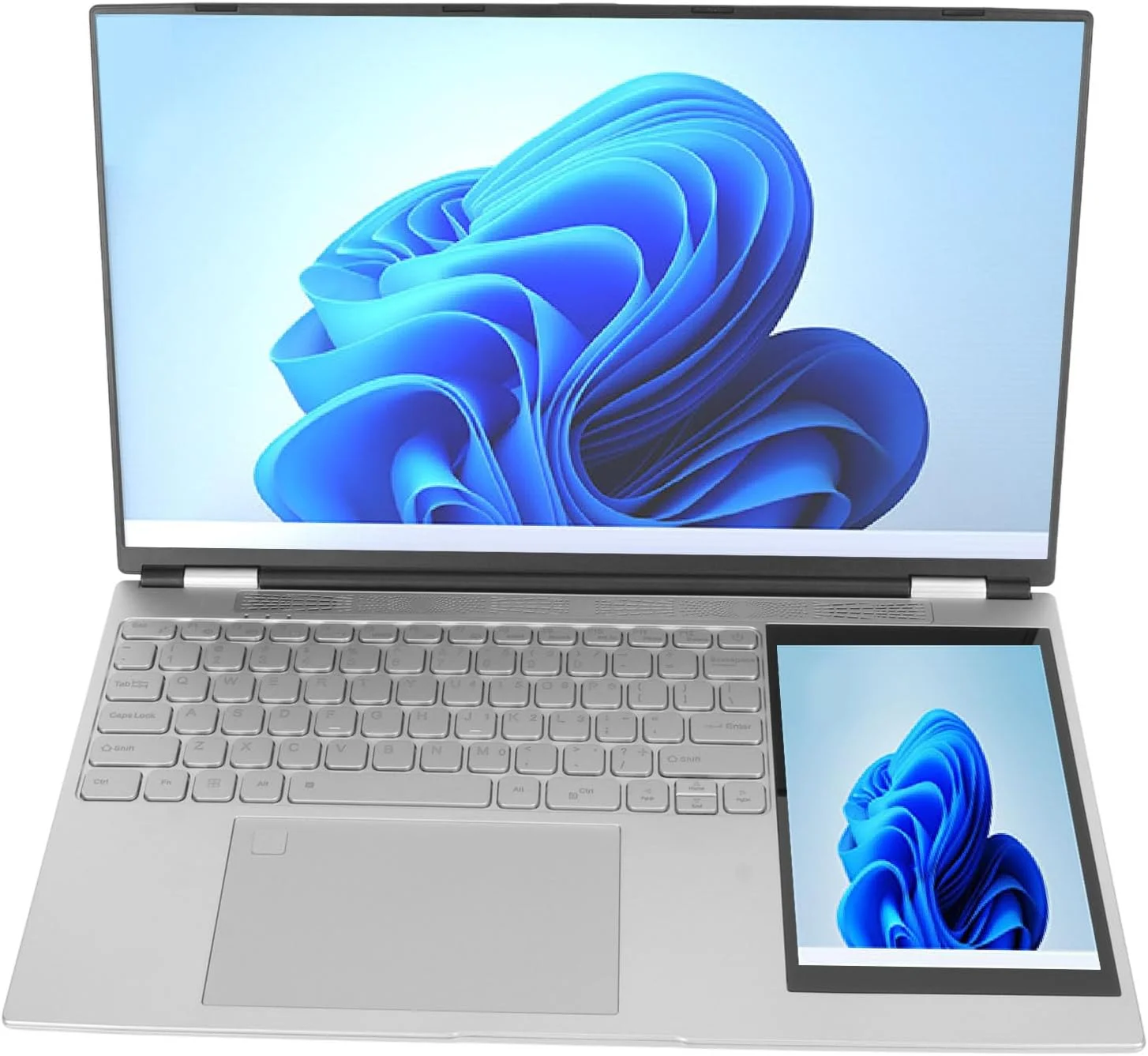 لپ تاپ دو صفحه نمایش 15.6 اینچی Luqeeg، 1920x1080 HD 16GB با قابلیت باز کردن قفل اثر انگشت، پردازنده N5105، پشتیبانی از سیستم عامل 10 و 11 به همراه قلم