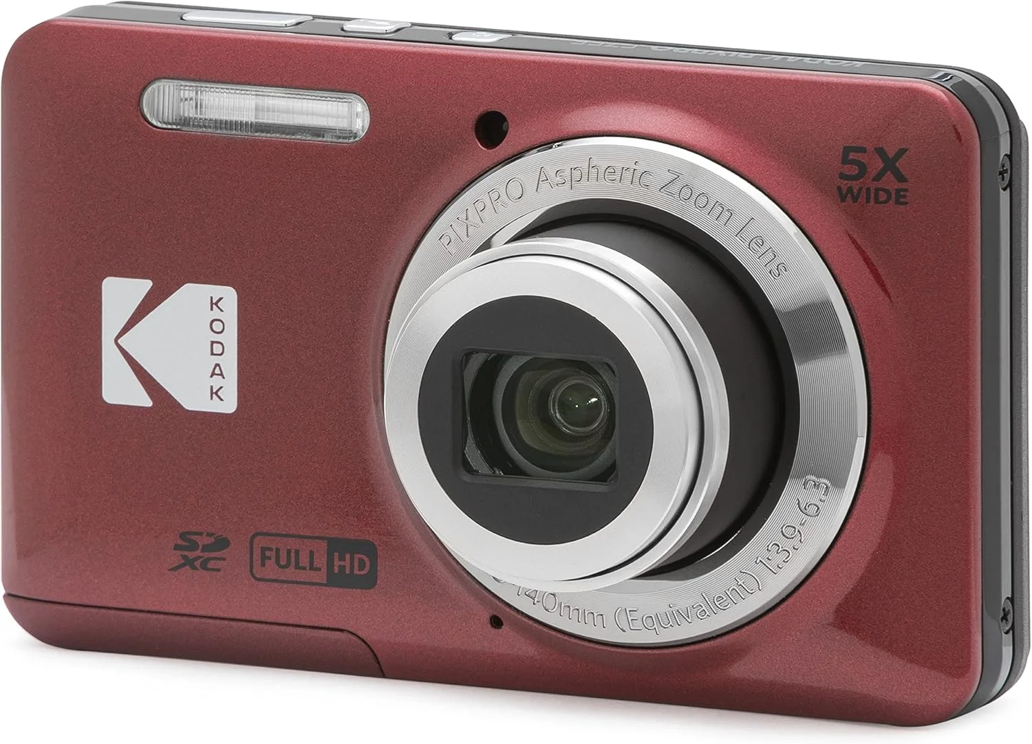 دوربین دیجیتال 16 مگاپیکسلی KODAK PIXPRO Friendly Zoom FZ55 RD با زوم اپتیکال 5X، زاویه دید عریض 28 میلی‌متری و صفحه نمایش LCD 2.7 اینچی - قرمز