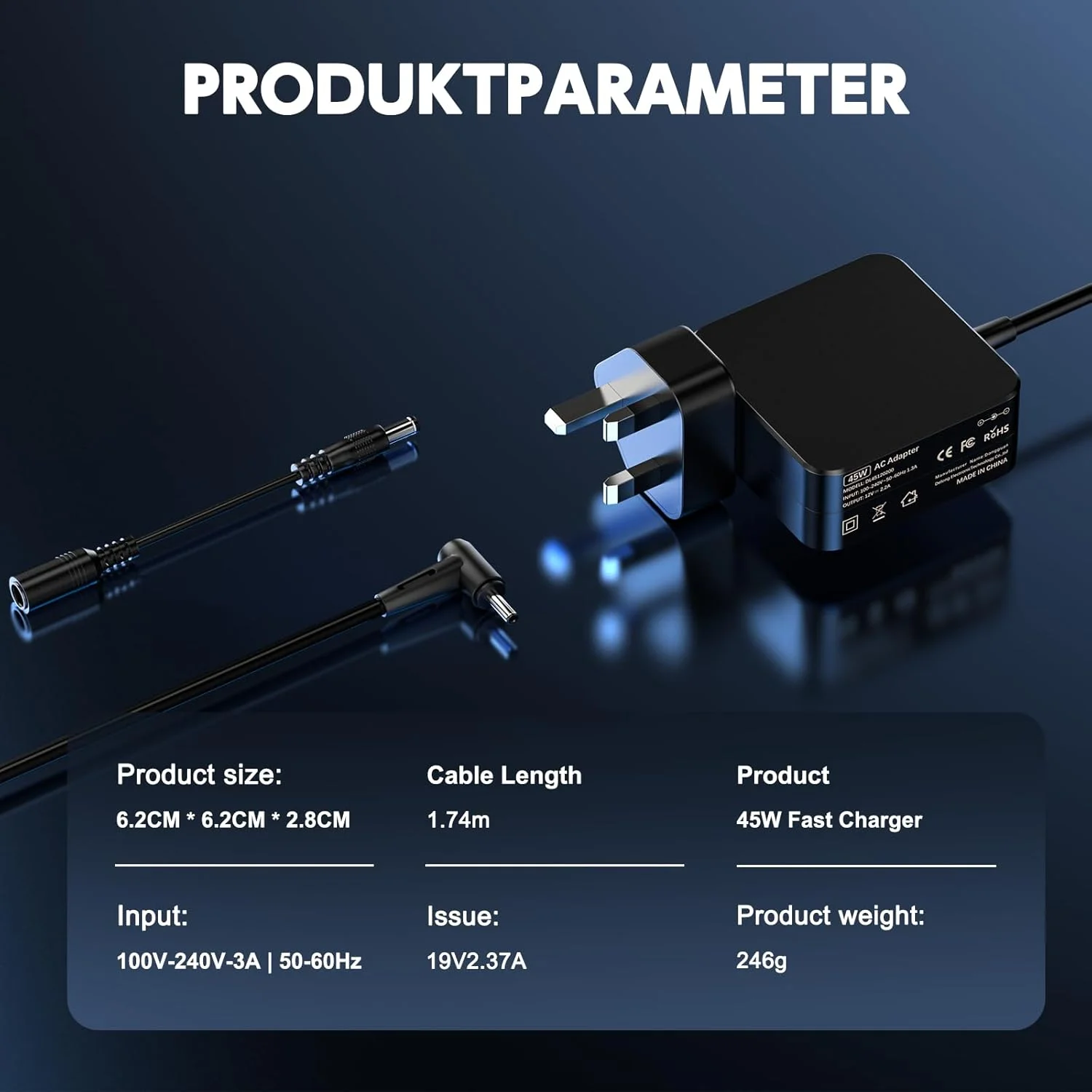 شارژر لپ تاپ 45 واتی سازگار با ASUS Vivobook 14 15 S14 S15 E203M E406M E410M X540S X540L X540UA X540SA X553M X553S X556U، Zenbook 13 14 15 UX303U UX305 UX305C UX330U UX430U [غیر اورجینال]