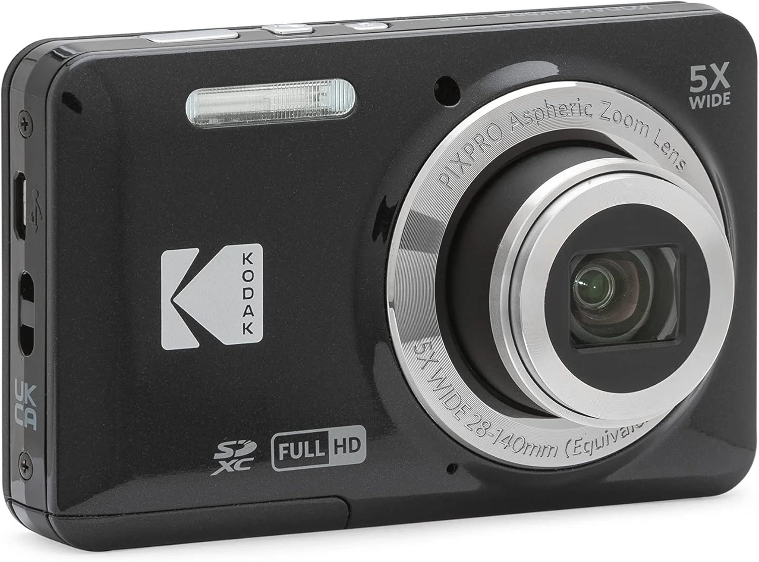 دوربین دیجیتال 16 مگاپیکسلی KODAK PIXPRO FZ55-BK با زوم اپتیکال 5X، زاویه دید عریض 28 میلی‌متری، فیلمبرداری Full HD 1080P، صفحه نمایش LCD 2.7 اینچی، مناسب برای ولاگ (مشکی)