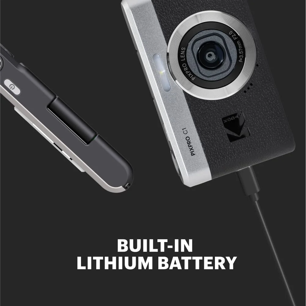 دوربین دیجیتال فوق فشرده KODAK Pixpro C1 | سنسور 13 مگاپیکسلی BSI CMOS، زوم 4 برابر، صفحه نمایش LCD 2.8 اینچی، فلاش LED، باتری داخلی - مشکی