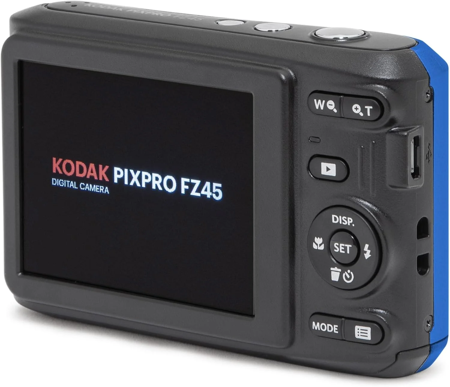 دوربین دیجیتال 16 مگاپیکسلی KODAK PIXPRO Friendly Zoom FZ45-BL با زوم اپتیکال 4X، زاویه دید عریض 27 میلی‌متری و صفحه نمایش LCD 2.7 اینچی (آبی)