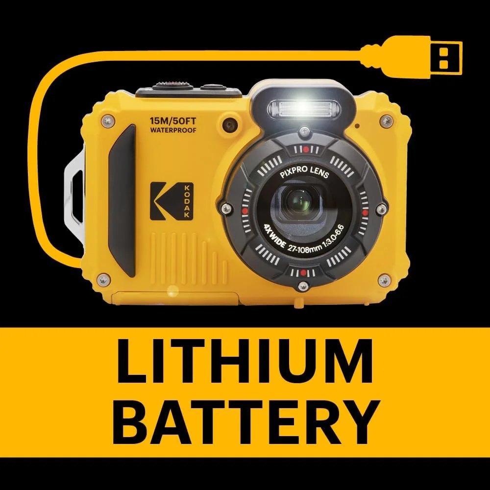 دوربین مقاوم Kodak PIXPRO WPZ2 با کیفیت 16 مگاپیکسل، زوم 4 برابر، LCD 2.7 اینچی، FHD و ضد آب تا 15 متر