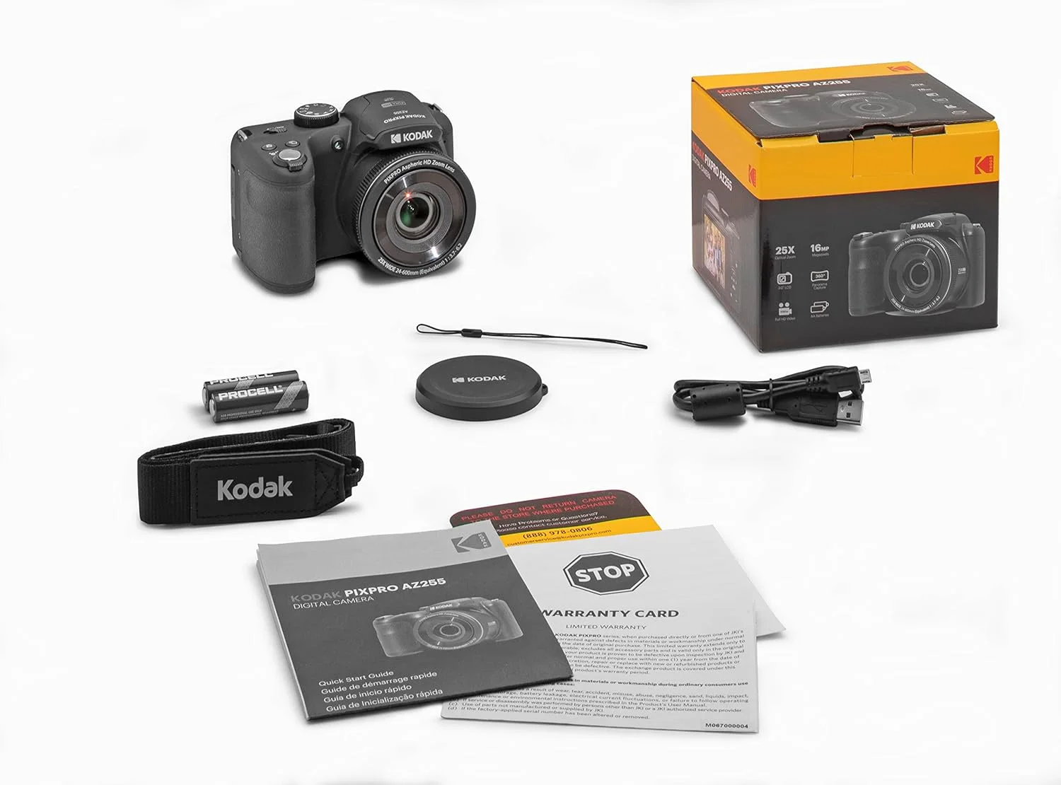 دوربین دیجیتال 16 مگاپیکسلی KODAK PIXPRO Astro Zoom AZ255-WH با زوم اپتیکال 25X، زاویه دید عریض 24 میلی‌متری، فیلمبرداری Full HD 1080P و LCD 3 اینچی (سفید)