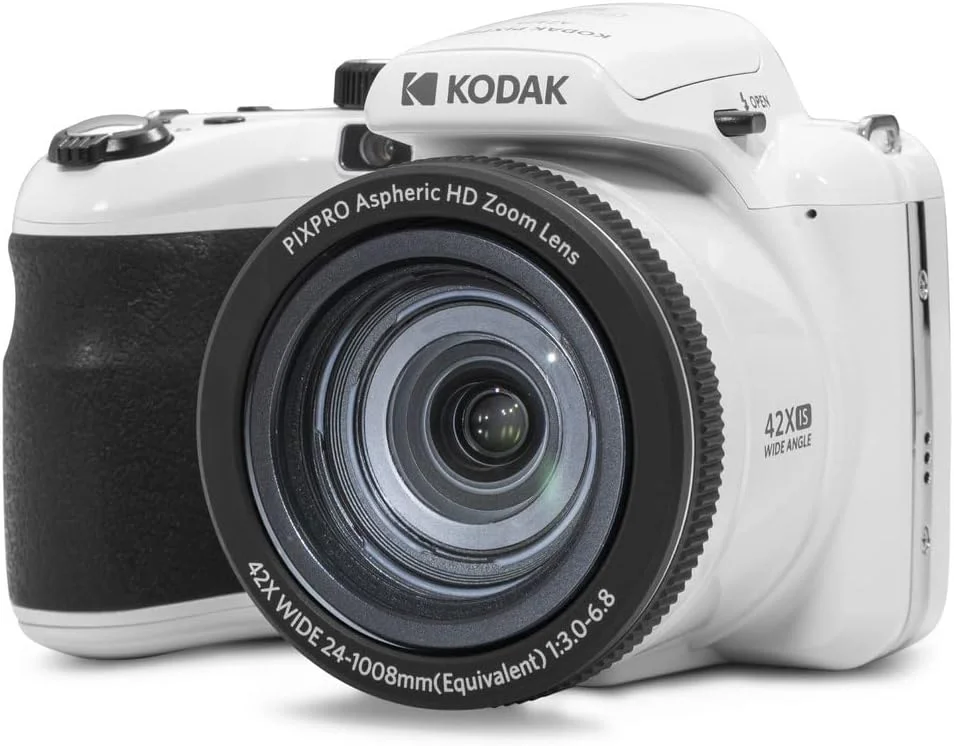 دوربین دیجیتال بریج KODAK Pixpro Astro Zoom AZ425 - زوم اپتیکال 42 برابر، زاویه دید عریض 24 میلی‌متری، 20 مگاپیکسل، LCD 3 اینچی، Full HD 1080p، باتری لیتیوم یونی، سفید