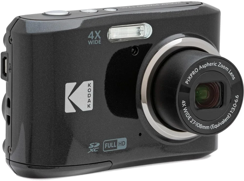 دوربین دیجیتال Kodak PIXPRO FZ45 (مشکی) به همراه کارت حافظه 32 گیگابایتی Class 10 UHS-I U1 SDHC و باتری های آلکالاین AA با کارایی بالا (4 عدد) (3 قلم کالا)