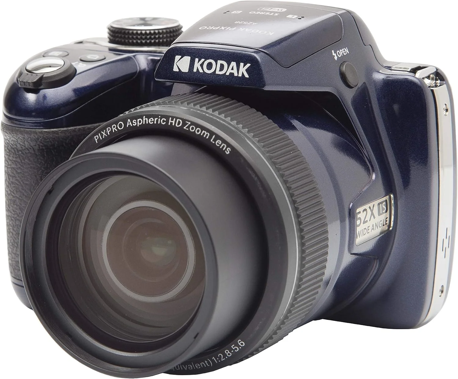 دوربین دیجیتال بریج 16 مگاپیکسلی KODAK Pixpro AZ528، زوم اپتیکال 52 برابر، تثبیت کننده اپتیکال، صفحه نمایش LCD 3 اینچی، فیلمبرداری Full HD 1080p، باتری لیتیوم یونی - آبی نیمه شب