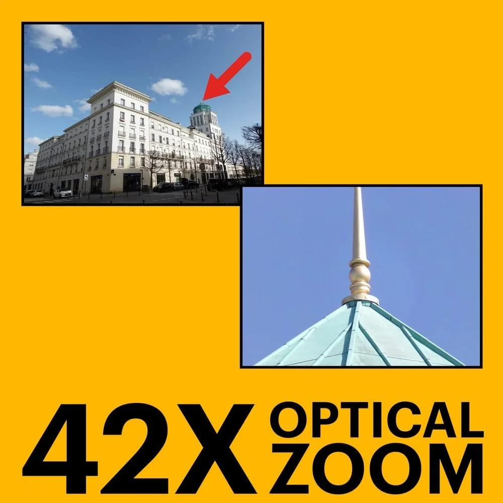 دوربین دیجیتال بریج KODAK Pixpro Astro Zoom AZ425 - زوم اپتیکال 42 برابر، زاویه دید عریض 24 میلی‌متری، 20 مگاپیکسل، LCD 3 اینچی، Full HD 1080p، باتری لیتیوم یونی، سفید