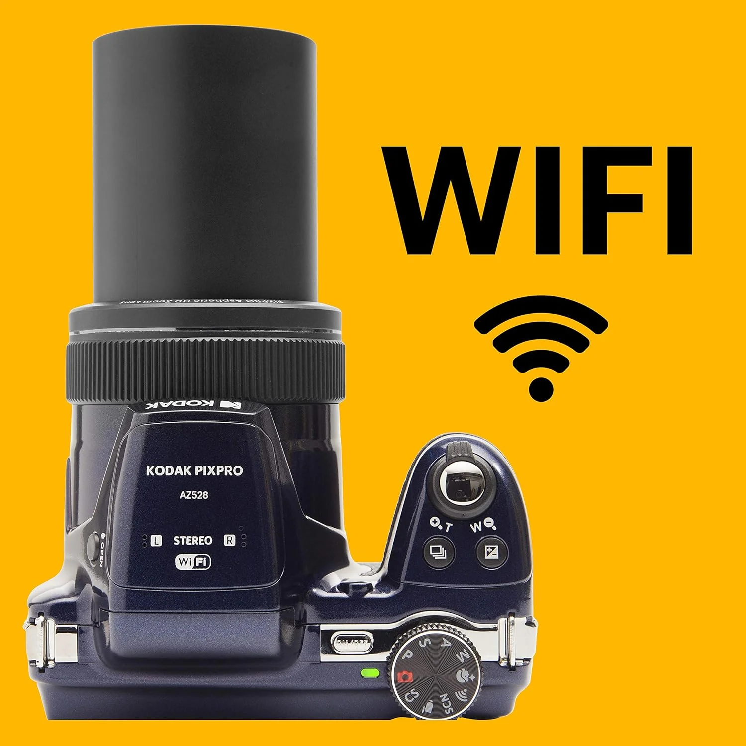 دوربین دیجیتال بریج 16 مگاپیکسلی KODAK Pixpro AZ528، زوم اپتیکال 52 برابر، تثبیت کننده اپتیکال، صفحه نمایش LCD 3 اینچی، فیلمبرداری Full HD 1080p، باتری لیتیوم یونی - آبی نیمه شب