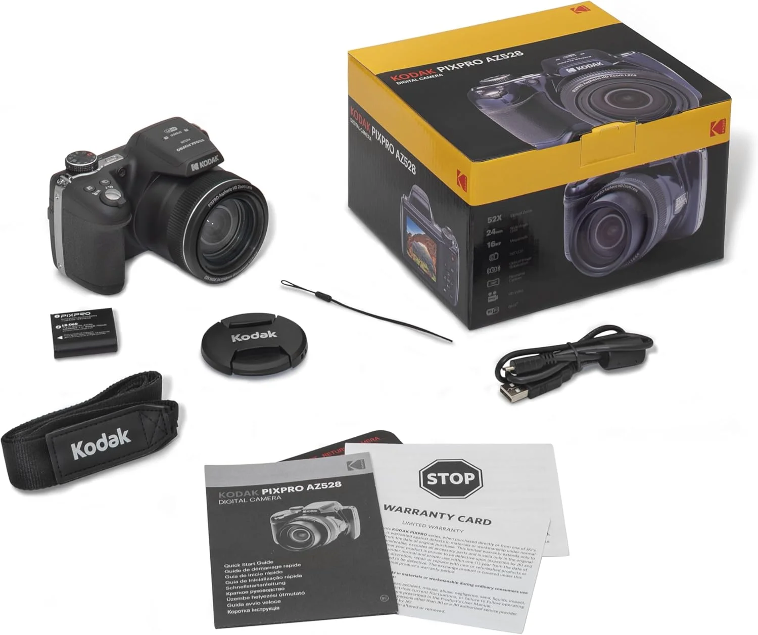 دوربین دیجیتال بریج 16 مگاپیکسلی KODAK Pixpro AZ528، زوم اپتیکال 52 برابر، تثبیت کننده اپتیکال، صفحه نمایش LCD 3 اینچی، فیلمبرداری Full HD 1080p، باتری لیتیوم یونی - آبی نیمه شب