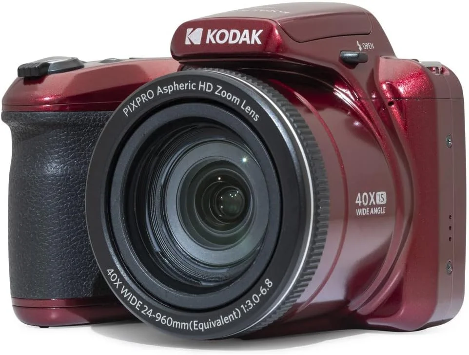 دوربین دیجیتال بریج KODAK Pixpro Astro Zoom AZ405، زوم X40، زاویه دید عریض 24 میلی‌متری، 20 مگاپیکسل، LCD 3 اینچی، فیلمبرداری Full HD 1080p، OIS، باتری AA - قرمز