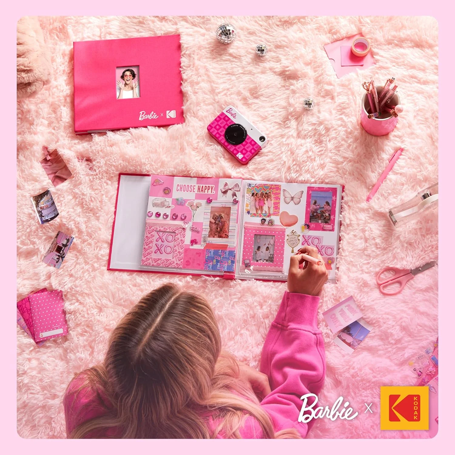دوربین دیجیتال چاپ فوری رنگی KODAK Barbie x Printomatic - دوربین باربی قابل حمل 5 مگاپیکسلی با قابلیت چاپ عکس های رنگی 2x3 اینچی چسبی - طراحی نمادین
