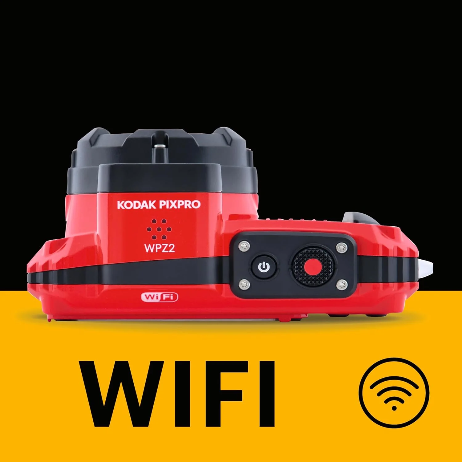 پک دوربین KODAK Pixpro WPZ2 + 2 باتری + 1 کارت SD - کامپکت 16 مگاپیکسل، ضد آب تا 15 متر، ضد ضربه، فیلمبرداری 720p، صفحه نمایش LCD 2.7 اینچی - باتری لیتیوم یونی - قرمز