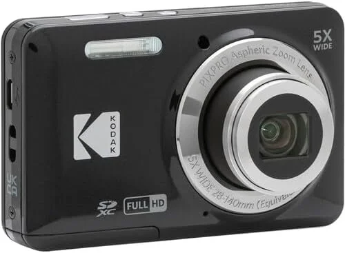 بسته دوربین دیجیتال KODAK Pixpro FZ55، شامل: کارت حافظه SanDisk 64GB SDXC، کیف دوربین هارد شل، کارت خوان SD و موارد دیگر (5 مورد) (مشکی)
