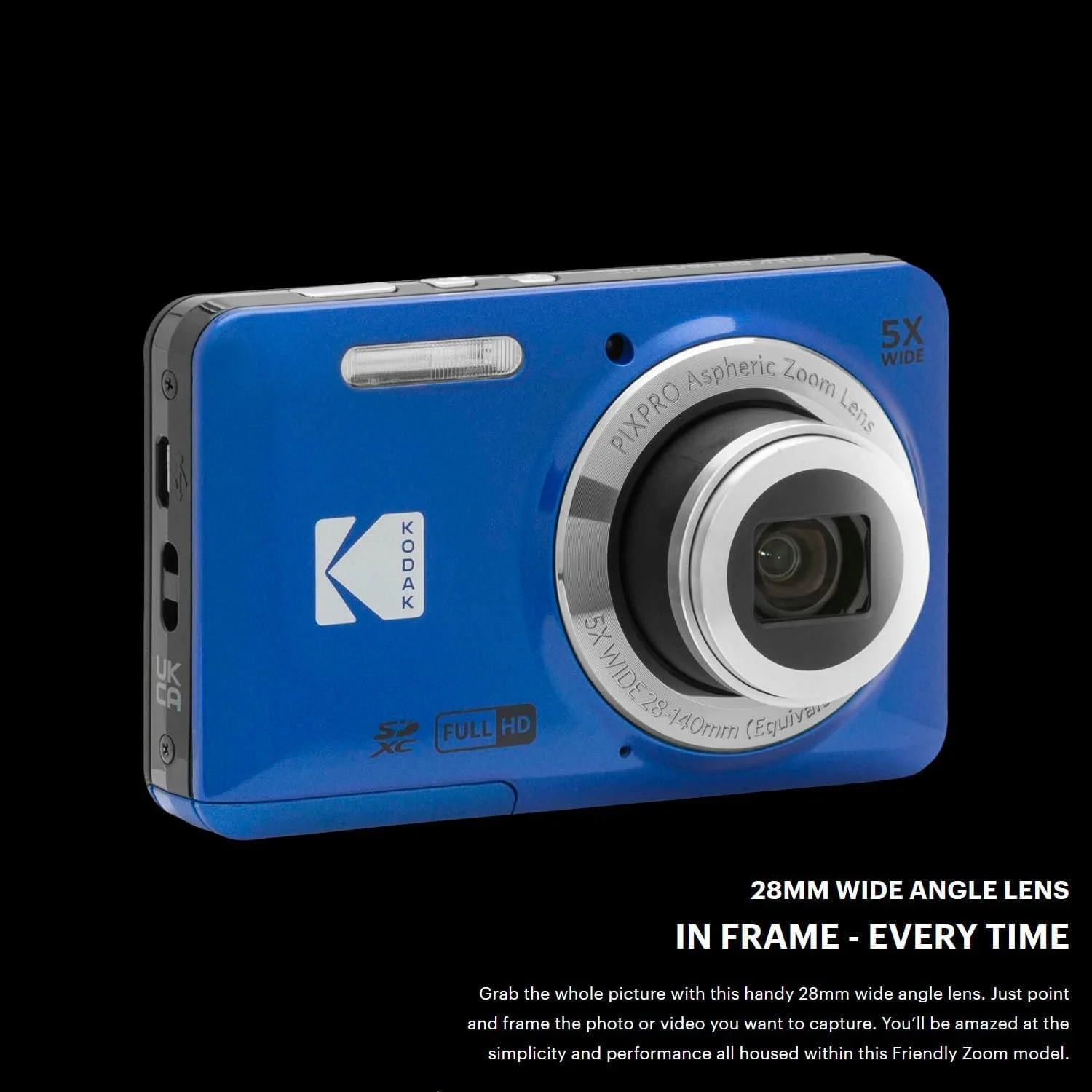 دوربین دیجیتال Kodak PIXPRO Friendly Zoom FZ55 (آبی) به همراه کارت حافظه 32 گیگابایتی و محافظ صفحه نمایش LCD دوربین دیجیتال (3 قلم)