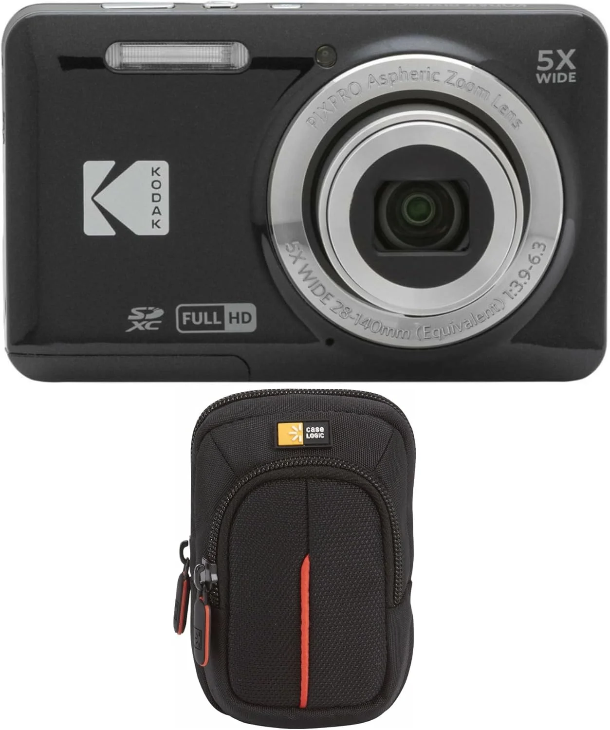 دوربین دیجیتال Kodak PIXPRO Friendly Zoom FZ55 (مشکی) به همراه کیف مخصوص دوربین های کامپکت (2 تکه)