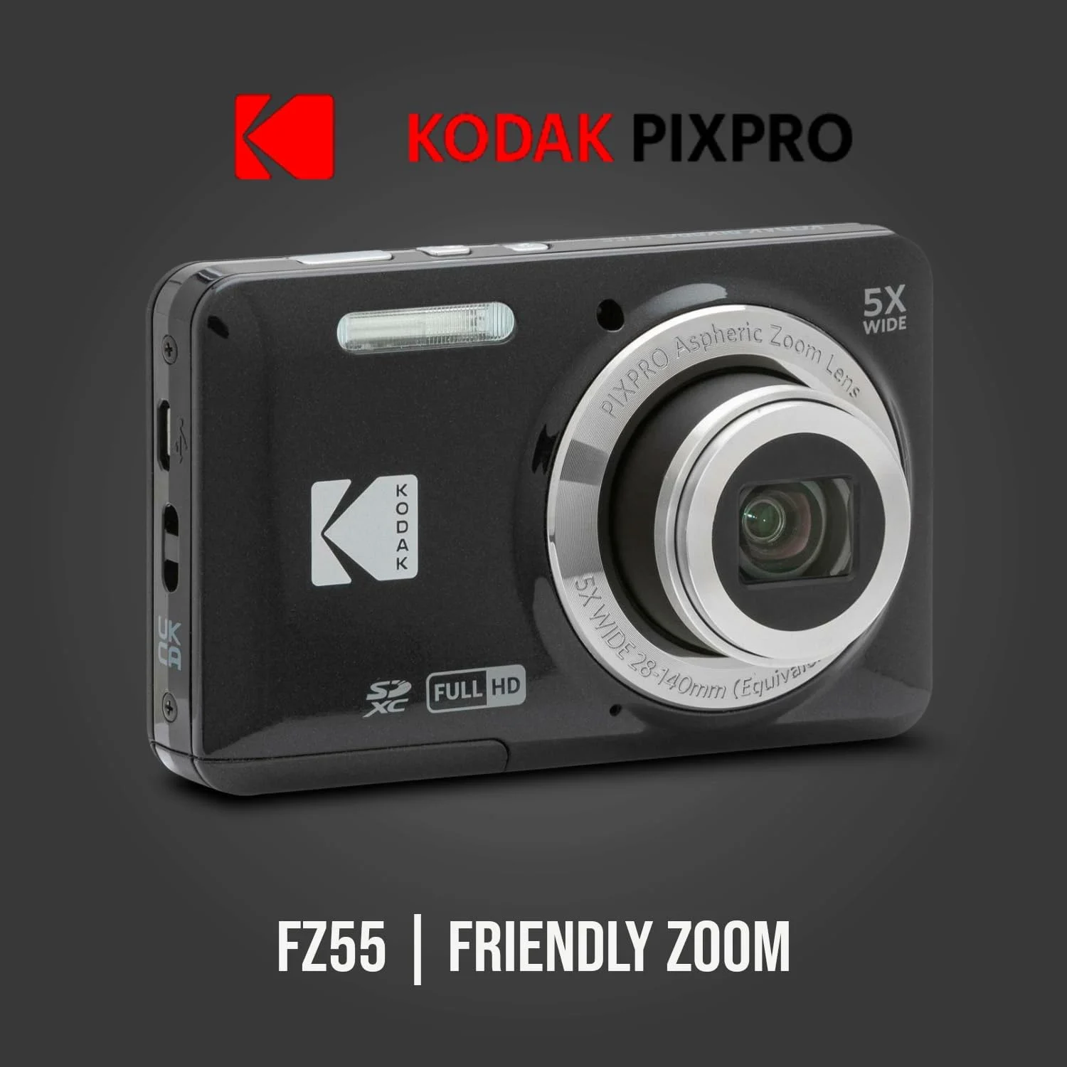 دوربین دیجیتال Kodak PIXPRO Friendly Zoom FZ55 (مشکی) به همراه کارت حافظه 32 گیگابایتی و محافظ صفحه نمایش LCD دوربین دیجیتال (3 قلم) دوربین دیجیتال Kodak PIXPRO Friendly Zoom FZ55 (مشکی) به همراه کارت حافظه 32 گیگابایتی و محافظ صفحه نمایش LCD دوربین دیجیتال (3 قلم)