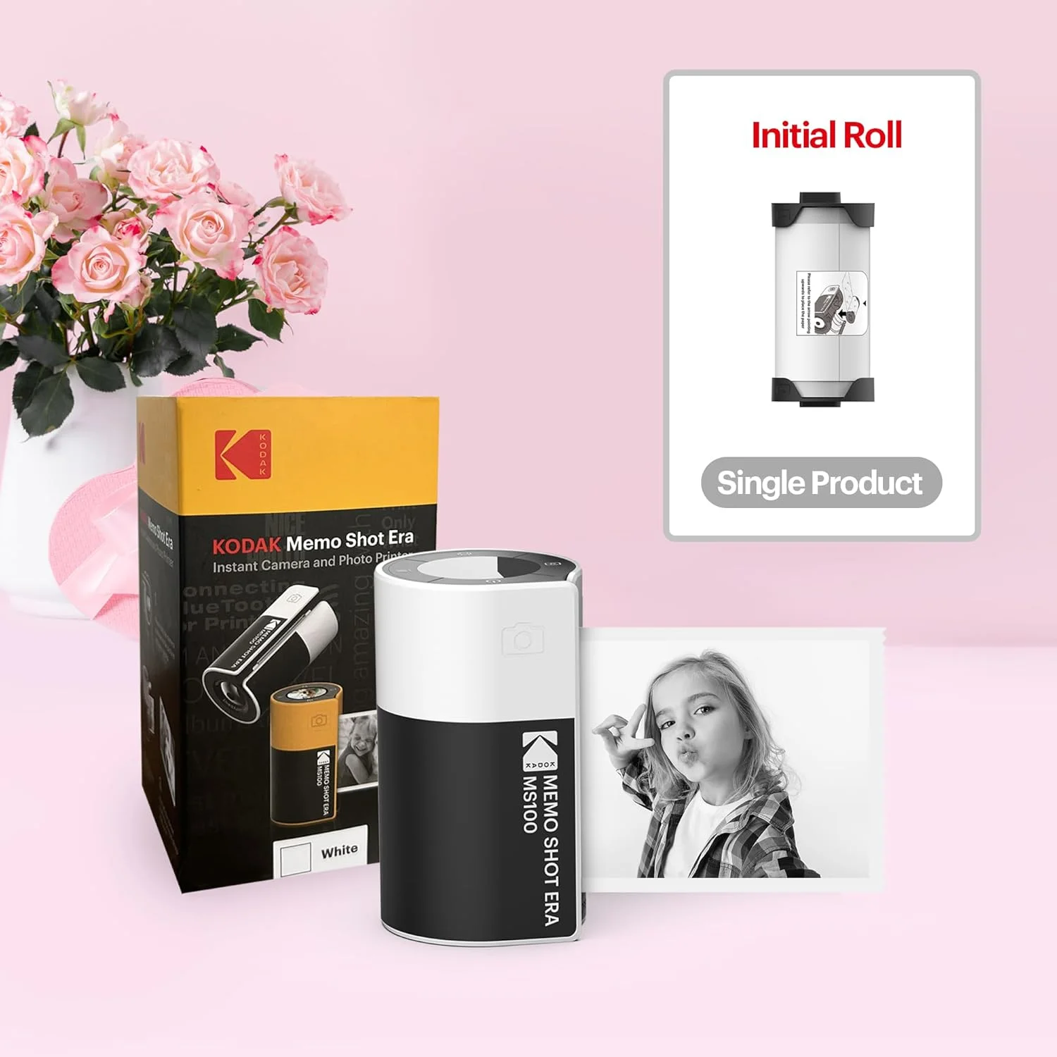 دوربین دیجیتال فوری کودکانه و پرینتر برچسب عکس KODAK Memo Shot ERA - سفید (دوربین با 1 رول کارتریج برچسب تک لمسی)