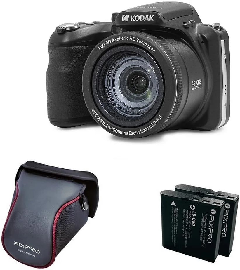 دوربین دیجیتال KODAK Pixpro Astro Zoom AZ425 Bridge، زوم اپتیکال 42X، زاویه دید عریض 24 میلی‌متری، 20 مگاپیکسل، LCD 3، فیلمبرداری Full HD 1080p، باتری لیتیوم یونی - مشکی
