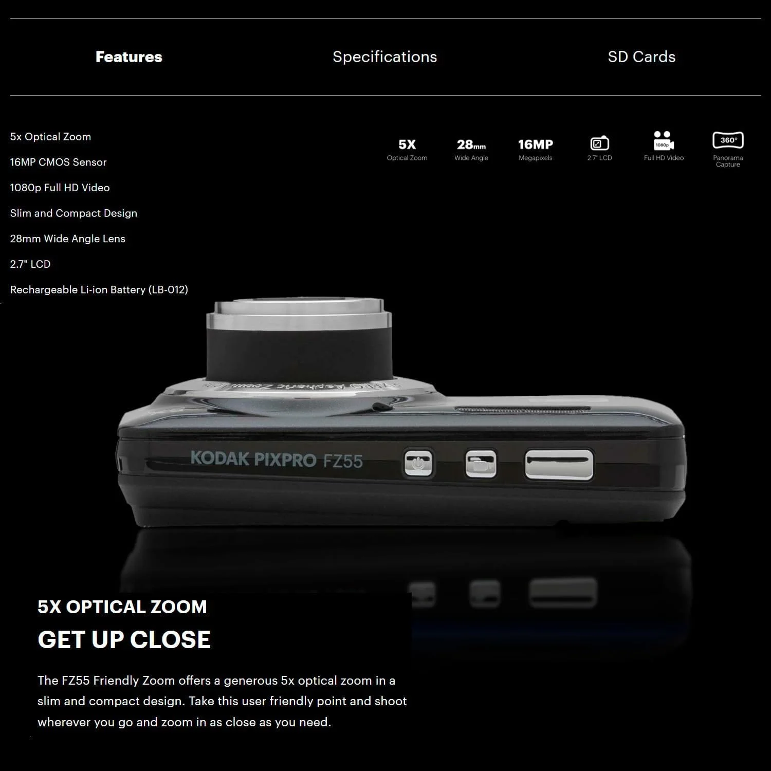 دوربین دیجیتال Kodak PIXPRO Friendly Zoom FZ55 (مشکی) به همراه کیف مخصوص دوربین های کامپکت (2 تکه) دوربین دیجیتال Kodak PIXPRO Friendly Zoom FZ55 (مشکی) به همراه کیف مخصوص دوربین های کامپکت (2 تکه)
