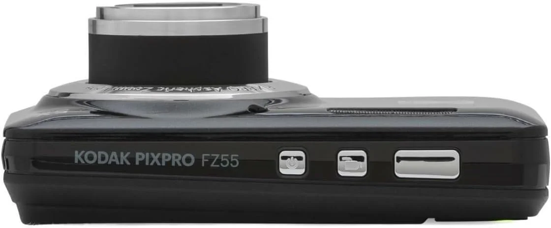 دوربین دیجیتال Kodak PIXPRO Friendly Zoom FZ55 (مشکی) به همراه کارت SD 32 گیگابایتی، کیف دوربین و شارژر مسافرتی باتری (4 قلم)