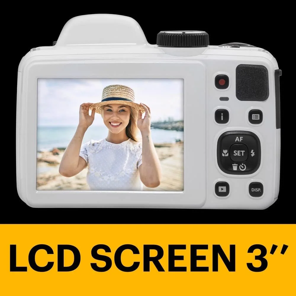 دوربین دیجیتال KODAK Pixpro Astro Zoom AZ405 + کارت SDHC کداک با سرعت فوق العاده بالا U1 32 گیگابایت - دوربین 20 مگاپیکسل، زوم X40، زاویه دید عریض، LCD، فیلم Full HD 1080p، OIS، باتری AA - سفید