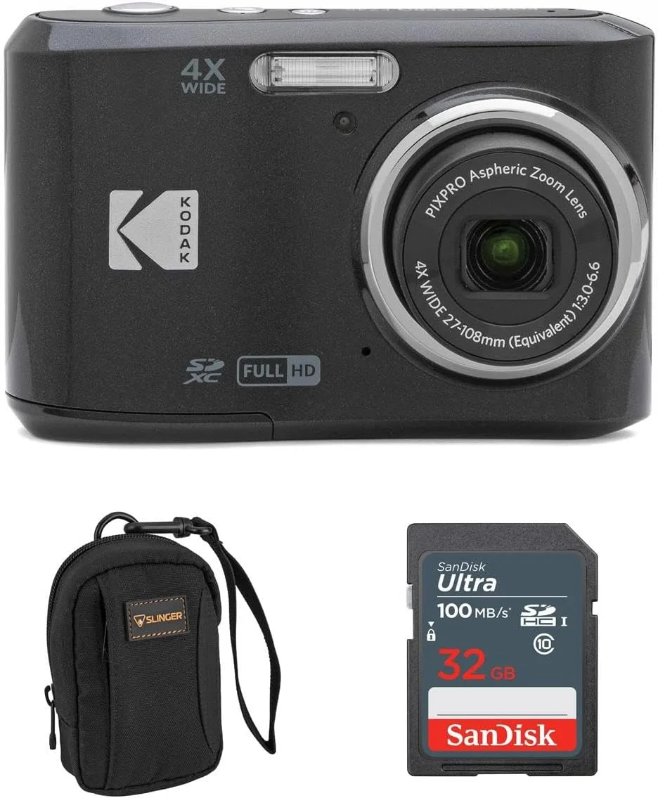 دوربین دیجیتال کوداک PIXPRO FZ45 Friendly Zoom 16MP Full HD، مشکی، همراه با کارت حافظه 32 گیگابایتی و کیف دوربین