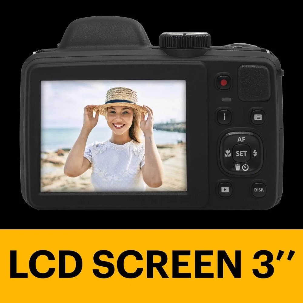 دوربین دیجیتال پل KODAK Pixpro Astro Zoom AZ405 + کارت SDHC کداک سرعت فوق العاده بالا U1 32 گیگابایت - دوربین 20 مگاپیکسل، زوم X40، زاویه دید عریض، LCD، فیلم Full HD 1080p، OIS، باتری AA - مشکی