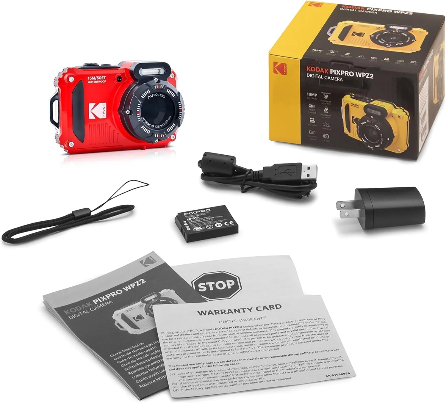 دوربین دیجیتال مقاوم در برابر آب و ضربه Kodak PIXPRO WPZ2 با زوم اپتیکال 4X، کیفیت 16 مگاپیکسل، فیلمبرداری Full HD 1080P، صفحه نمایش 2.7 اینچی LCD (قرمز) به همراه کیف دوربین، کارت حافظه SanDisk 32GB microSDHC (4 قطعه) دوربین دیجیتال مقاوم در برابر آب و ضربه Kodak PIXPRO WPZ2 با زوم اپتیکال 4X، کیفیت 16 مگاپیکسل، فیلمبرداری Full HD 1080P، صفحه نمایش 2.7 اینچی LCD (قرمز) به همراه کیف دوربین، کارت حافظه SanDisk 32GB microSDHC (4 قطعه)