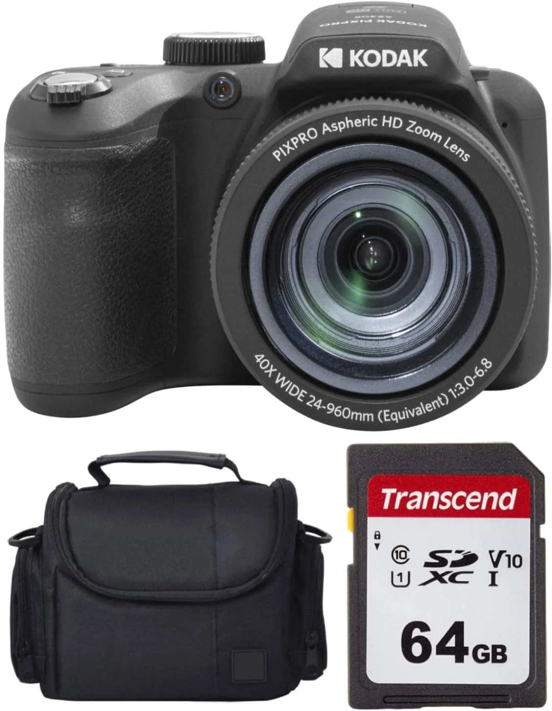 دوربین دیجیتال Kodak PIXPRO AZ405 + کارت حافظه 64 گیگابایتی + کیف دوربین (مشکی)