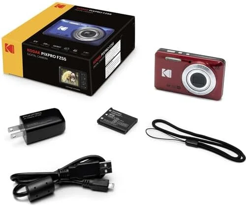 بسته دوربین دیجیتال Kodak Pixpro FZ55 شامل: کارت حافظه SanDisk 128 گیگابایتی، کیف دوربین هارد شل، کارت خوان SD و موارد دیگر (6 قلم) (قرمز) بسته دوربین دیجیتال Kodak Pixpro FZ55 شامل: کارت حافظه SanDisk 128 گیگابایتی، کیف دوربین هارد شل، کارت خوان SD و موارد دیگر (6 قلم) (قرمز)