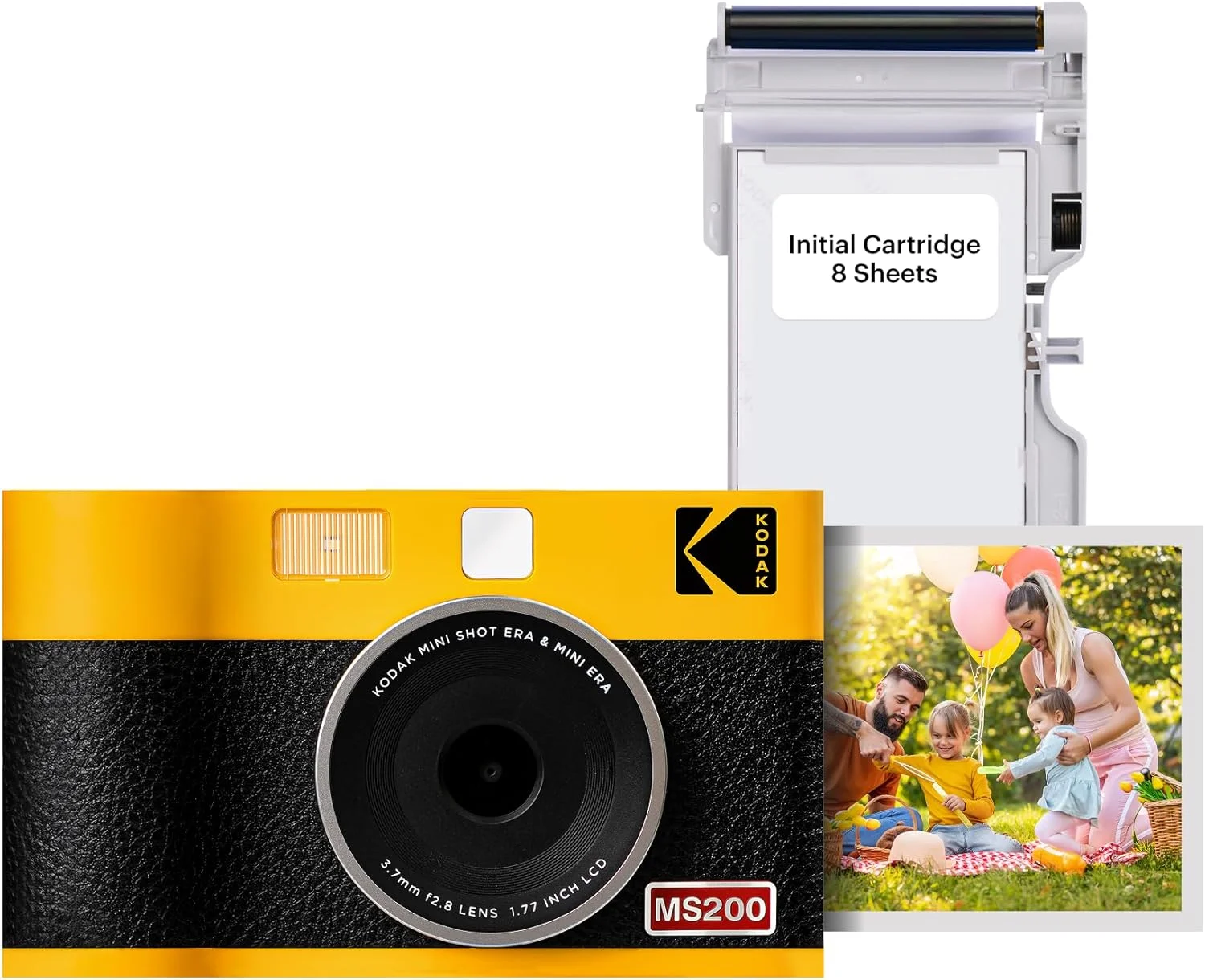دوربین چاپ فوری و پرینتر عکس 2 در 1 KODAK Mini Shot 2 ERA 4PASS (زرد، دوربین + 8 برگه)
