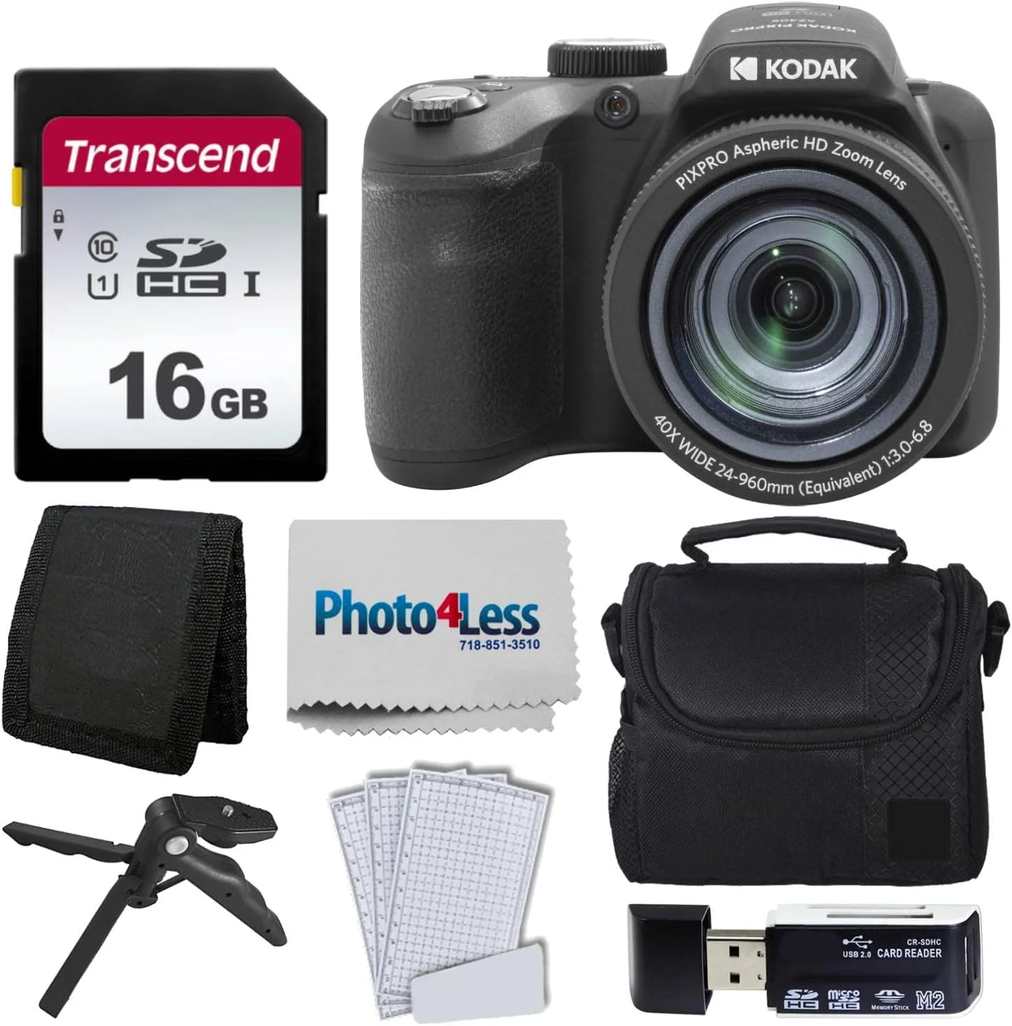 دوربین دیجیتال Kodak PIXPRO AZ405 (مشکی) + کارت حافظه 16 گیگابایتی + کیف دوربین + لوازم جانبی - بسته نهایی