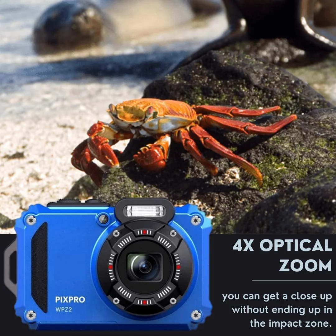 دوربین دیجیتال 16 مگاپیکسلی ضد آب و مقاوم Kodak PIXPRO WPZ2 با زوم اپتیکال 4 برابر (آبی) به همراه کیف لوازم جانبی Koah Nostrand، بند شناور دوربین (زرد) و کارت حافظه 32 گیگابایتی UHS-I microSDHC (4 قلم) دوربین دیجیتال 16 مگاپیکسلی ضد آب و مقاوم Kodak PIXPRO WPZ2 با زوم اپتیکال 4 برابر (آبی) به همراه کیف لوازم جانبی Koah Nostrand، بند شناور دوربین (زرد) و کارت حافظه 32 گیگابایتی UHS-I microSDHC (4 قلم)
