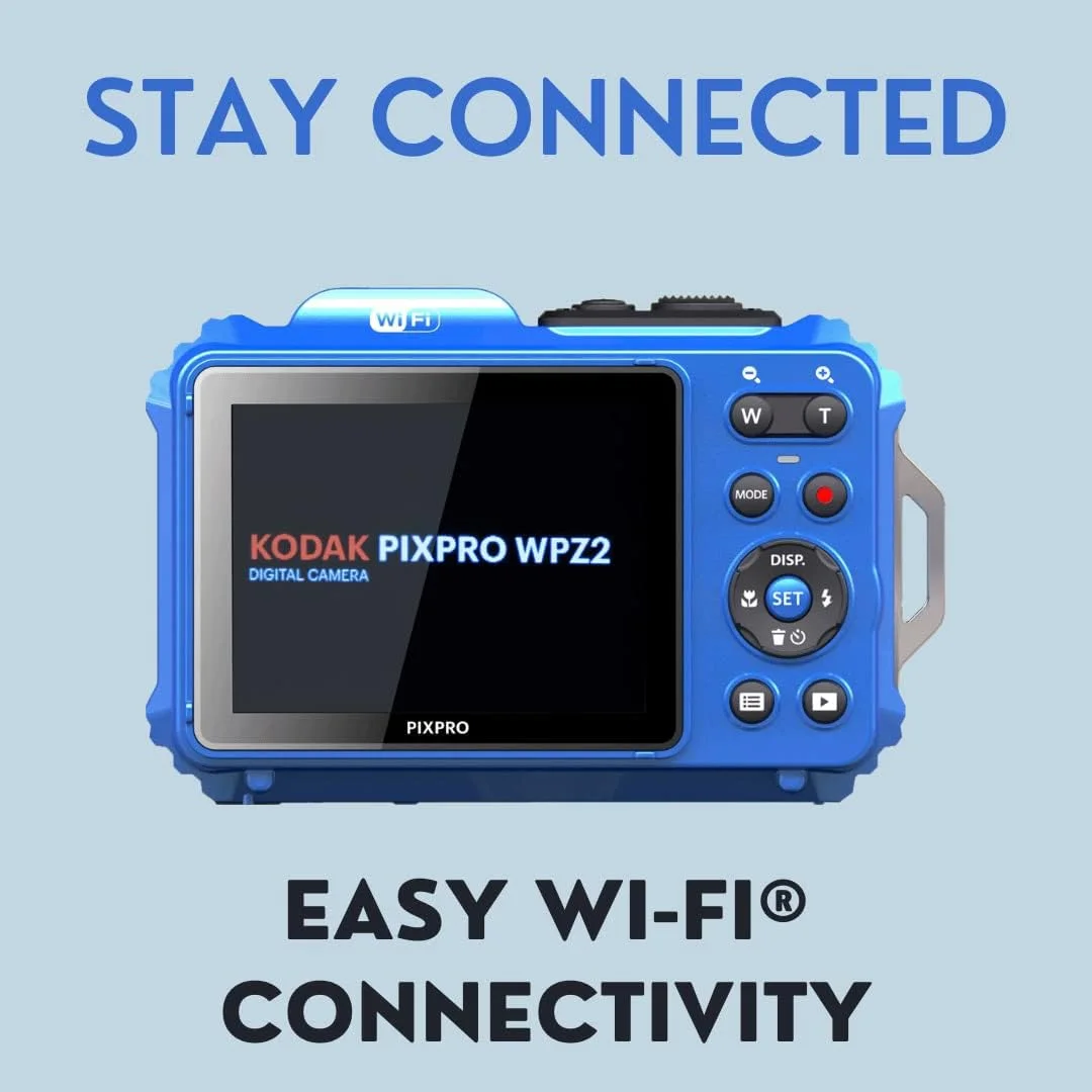 دوربین دیجیتال 16 مگاپیکسلی ضد آب و مقاوم Kodak PIXPRO WPZ2 با زوم اپتیکال 4 برابر (آبی) به همراه کیف لوازم جانبی Koah Nostrand، بند شناور دوربین (زرد) و کارت حافظه 32 گیگابایتی UHS-I microSDHC (4 قلم) دوربین دیجیتال 16 مگاپیکسلی ضد آب و مقاوم Kodak PIXPRO WPZ2 با زوم اپتیکال 4 برابر (آبی) به همراه کیف لوازم جانبی Koah Nostrand، بند شناور دوربین (زرد) و کارت حافظه 32 گیگابایتی UHS-I microSDHC (4 قلم)