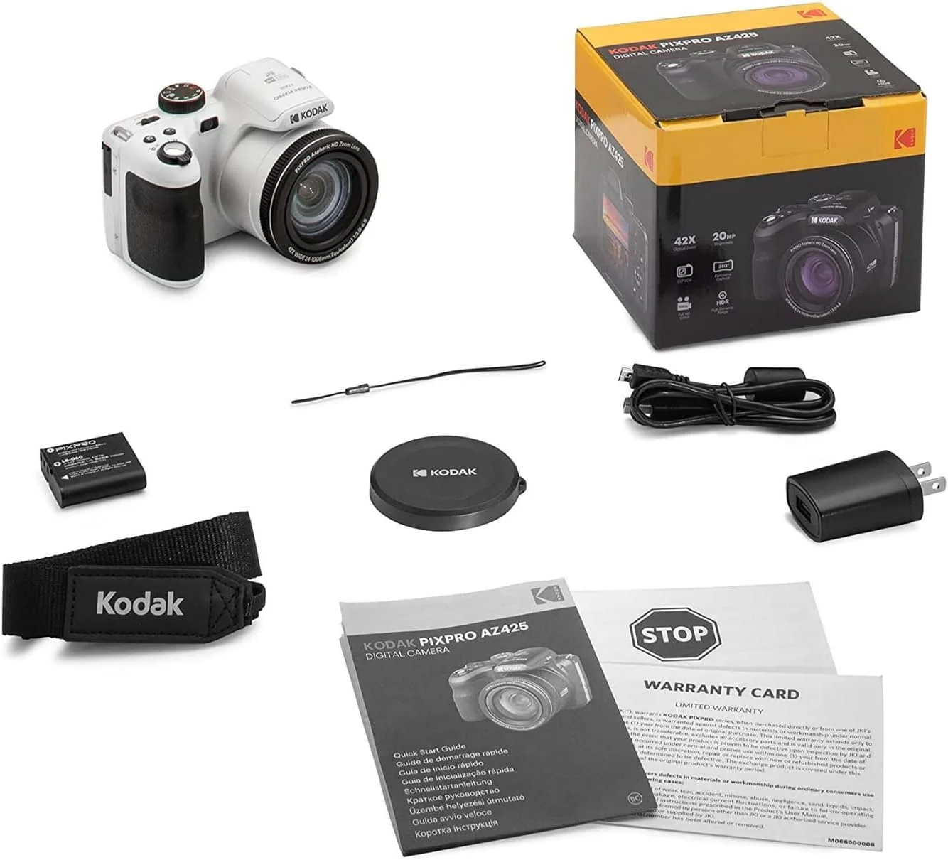 دوربین دیجیتال 20 مگاپیکسلی Kodak PIXPRO AZ425 Astro Zoom با زوم اپتیکال 42 برابر (سفید) به همراه کارت SD 32 گیگابایتی Kodak (2 قلم) دوربین دیجیتال 20 مگاپیکسلی Kodak PIXPRO AZ425 Astro Zoom با زوم اپتیکال 42 برابر (سفید) به همراه کارت SD 32 گیگابایتی Kodak (2 قلم)