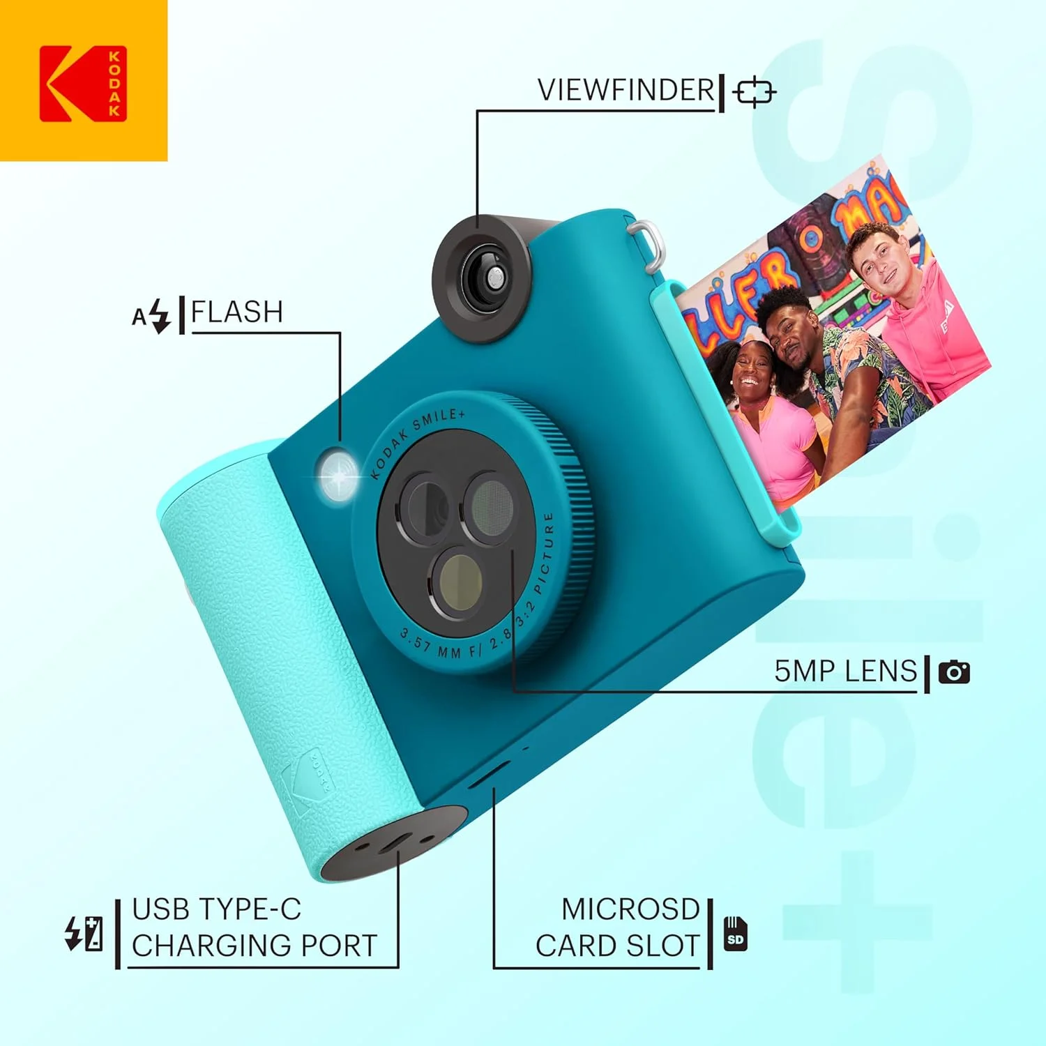 بسته شروع دوربین چاپ فوری دیجیتال 2 در 1 و پرینتر عکس بلوتوث بی سیم KODAK Smile+ به همراه کیف لوکس + کاغذ عکس چسبی Zink 20 عددی - 10 مگاپیکسل، لنز چرخشی با جلوه های ویژه - آبی بسته شروع دوربین چاپ فوری دیجیتال 2 در 1 و پرینتر عکس بلوتوث بی سیم KODAK Smile+ به همراه کیف لوکس + کاغذ عکس چسبی Zink 20 عددی - 10 مگاپیکسل، لنز چرخشی با جلوه های ویژه - آبی