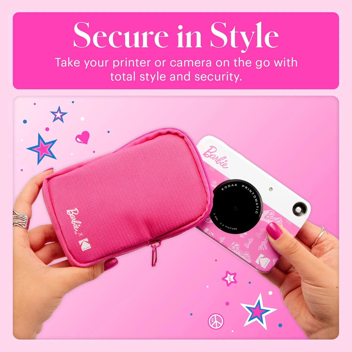 دوربین دیجیتال چاپ فوری تمام رنگی Kodak x Barbie Printomatic همراه با بسته نرم افزاری Barbie Deluxe (سبک امضا) + کیف دوربین Barbie Deluxe + آلبوم عکس Barbie + کاغذ Zink (20 برگ) دوربین دیجیتال چاپ فوری تمام رنگی Kodak x Barbie Printomatic همراه با بسته نرم افزاری Barbie Deluxe (سبک امضا) + کیف دوربین Barbie Deluxe + آلبوم عکس Barbie + کاغذ Zink (20 برگ)