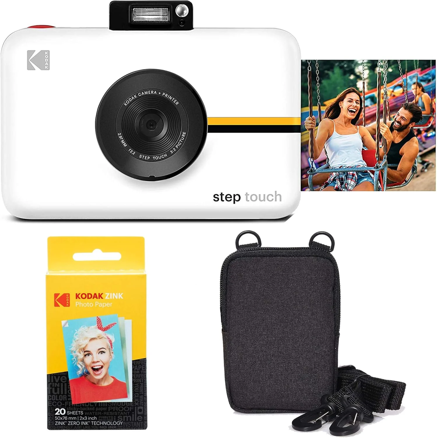 دوربین دیجیتال 13 مگاپیکسلی و چاپگر فوری Kodak Step Touch با صفحه نمایش لمسی 3.5 اینچی LCD (سفید) - بسته کامل