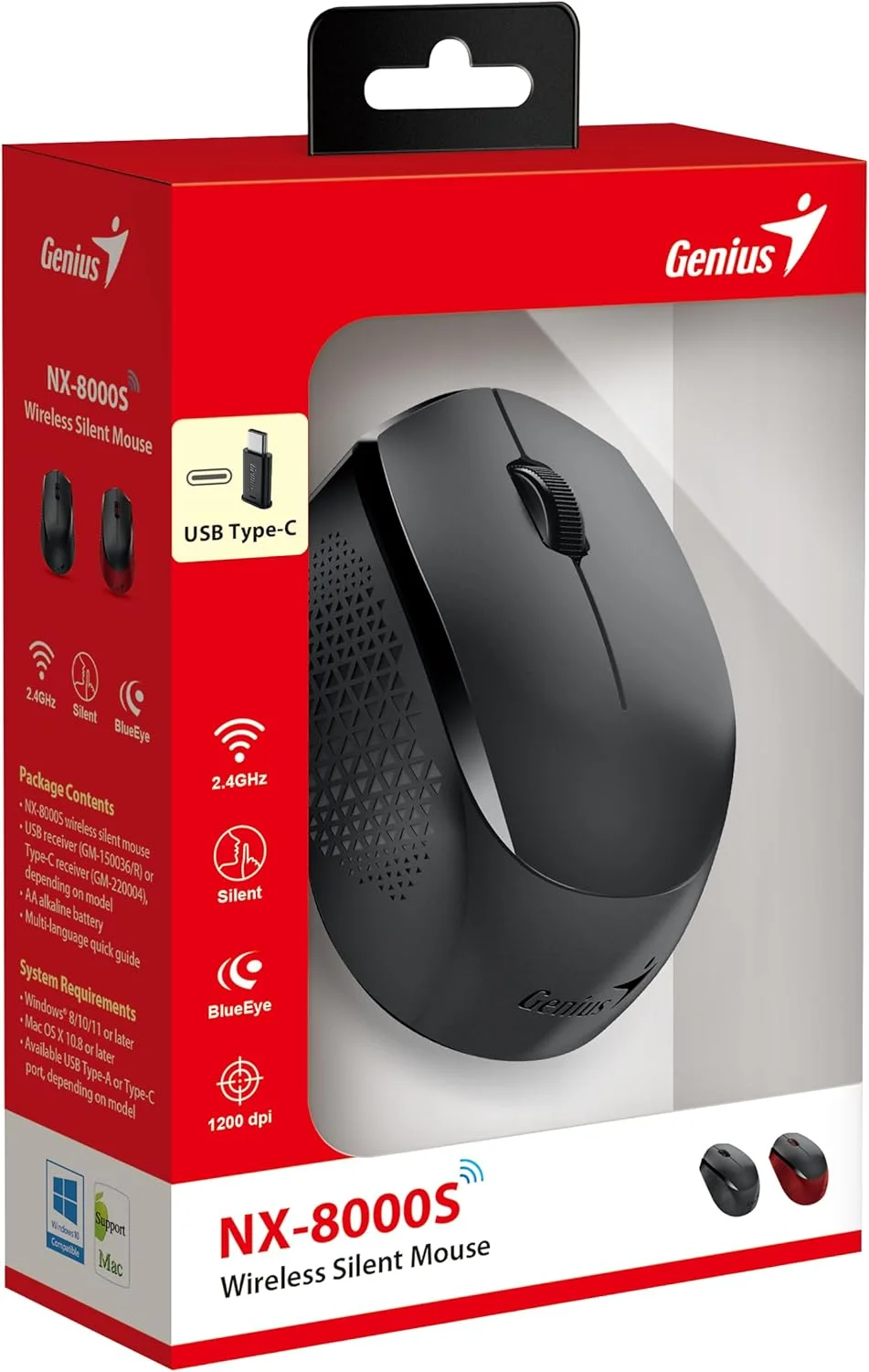 موس بی سیم Genius NX-8000S Type-C با طراحی بی صدا موس بی سیم Genius NX-8000S Type-C با طراحی بی صدا