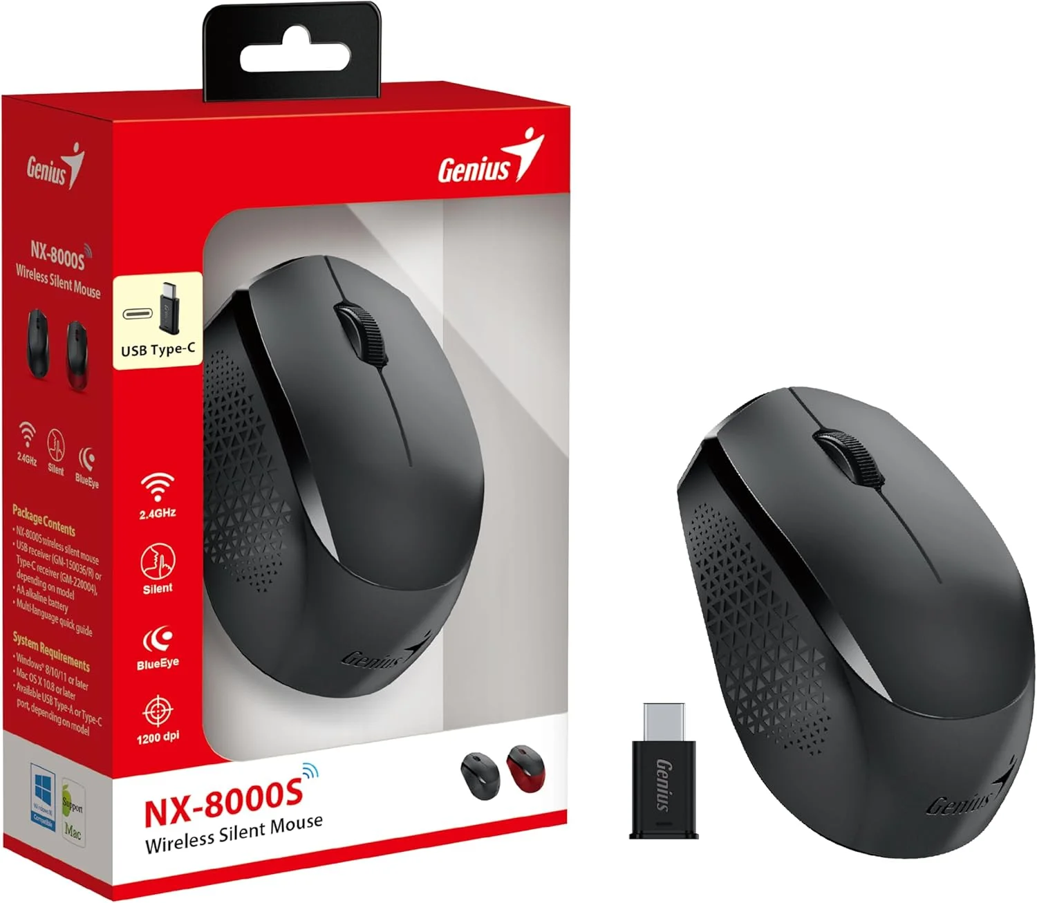 موس بی سیم Genius NX-8000S Type-C با طراحی بی صدا موس بی سیم Genius NX-8000S Type-C با طراحی بی صدا