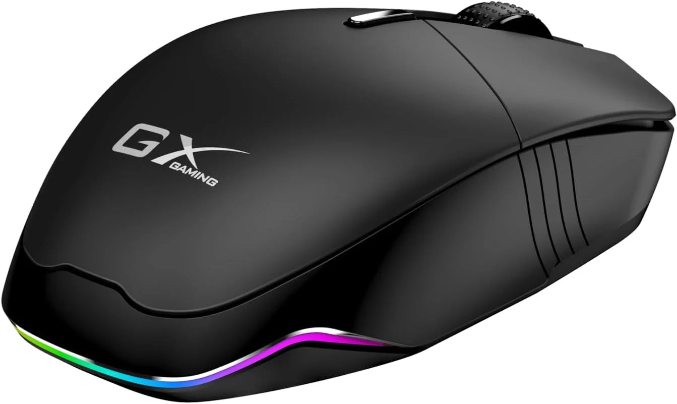 موس گیمینگ بی سیم قابل شارژ Genius Scorpion M8250، 3200 DPI، بلوتوث/2.4G، LED 7 رنگ، 8 حالت نور پس زمینه، 6 دکمه، DPI قابل تنظیم با دستیار هوش مصنوعی، مشکی