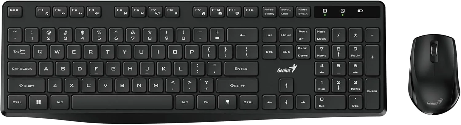 کیبورد و ماوس کمبو Genius KM-8206S شامل یک کیبورد بی‌سیم بی‌صدا و یک ماوس اپتیکال بی‌سیم بی‌صدا با کلید AI Copilot