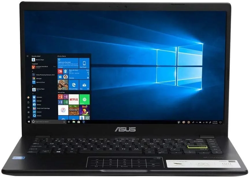 لپ تاپ ایسوس E410 با پردازنده Intel Celeron، رم 4 گیگابایت، حافظه 128 گیگابایت eMMC، صفحه نمایش 14 اینچی Full HD LED و ویندوز 10 S