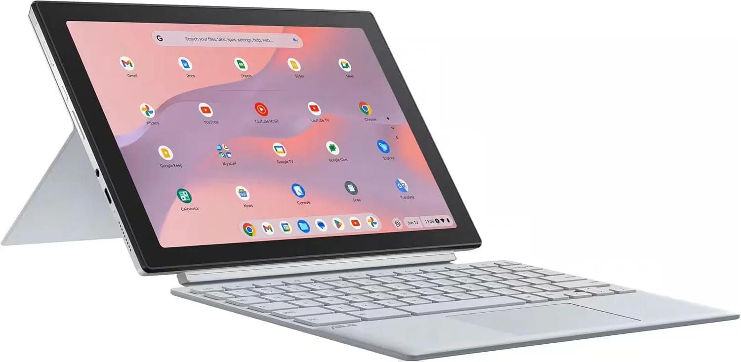 لپ تاپ جداشدنی ASUS Chromebook CM3001 با صفحه نمایش 10.5 اینچی، پردازنده MediaTek Kompanio 520، رم 4 گیگابایتی، حافظه 64 گیگابایتی EMMC، گرافیک یکپارچه MediaTek، سیستم عامل Chrome، نقره ای مه آلود انگلیسی لپ تاپ جداشدنی ASUS Chromebook CM3001 با صفحه نمایش 10.5 اینچی، پردازنده MediaTek Kompanio 520، رم 4 گیگابایتی، حافظه 64 گیگابایتی EMMC، گرافیک یکپارچه MediaTek، سیستم عامل Chrome، نقره ای مه آلود انگلیسی
