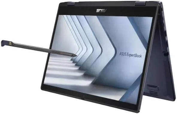 ایسوس ExpertBook B3402 Flip، صفحه نمایش لمسی 14 اینچی FHD، پردازنده Intel Core i5-1235U، رم 8 گیگابایتی، حافظه SSD 512 گیگابایتی، گرافیک Intel UHD، ویندوز 11، حسگر اثر انگشت، نام‌پد، قلم استایلوس، کیبورد انگلیسی/عربی، مشکی ستاره‌ای