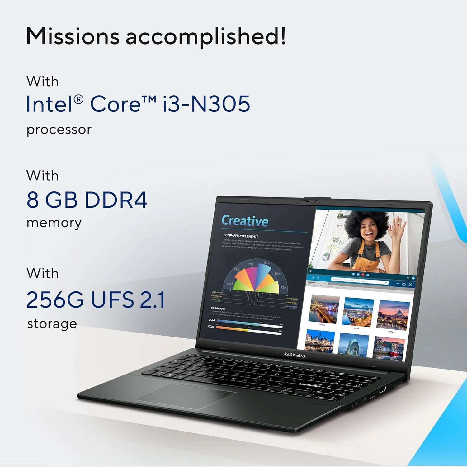 لپ تاپ باریک ASUS Vivobook GO 15 E1504GA-NJ084W نقره ای خنک، پردازنده i3-N305، رم 8 گیگابایت، حافظه SSD 256 گیگابایت UFS 2.1، گرافیک Intel UMA، ویندوز 11 هوم، صفحه نمایش 15.6 اینچی، وب کم HD، کیبورد Chiclet انگلیسی-عربی لپ تاپ باریک ASUS Vivobook GO 15 E1504GA-NJ084W نقره ای خنک، پردازنده i3-N305، رم 8 گیگابایت، حافظه SSD 256 گیگابایت UFS 2.1، گرافیک Intel UMA، ویندوز 11 هوم، صفحه نمایش 15.6 اینچی، وب کم HD، کیبورد Chiclet انگلیسی-عربی