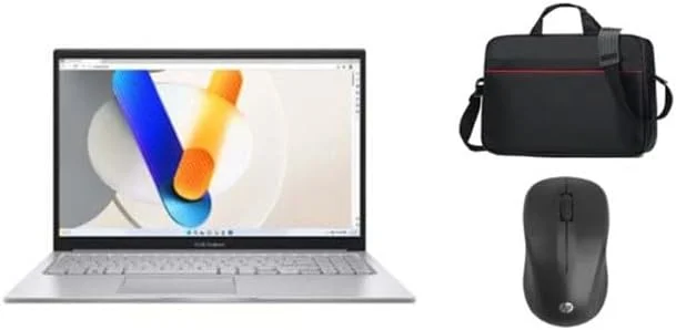 لپ تاپ ASUS Vivobook 15 X1504V، صفحه نمایش 15.6 اینچی FHD، پردازنده Intel Core i5-1334U، رم 8 گیگابایتی، SSD 512 گیگابایتی، ویندوز 11، گرافیک Intel Iris XE، صفحه کلید انگلیسی، نقره ای خنک - همراه با کیف لپ تاپ و ماوس بی سیم